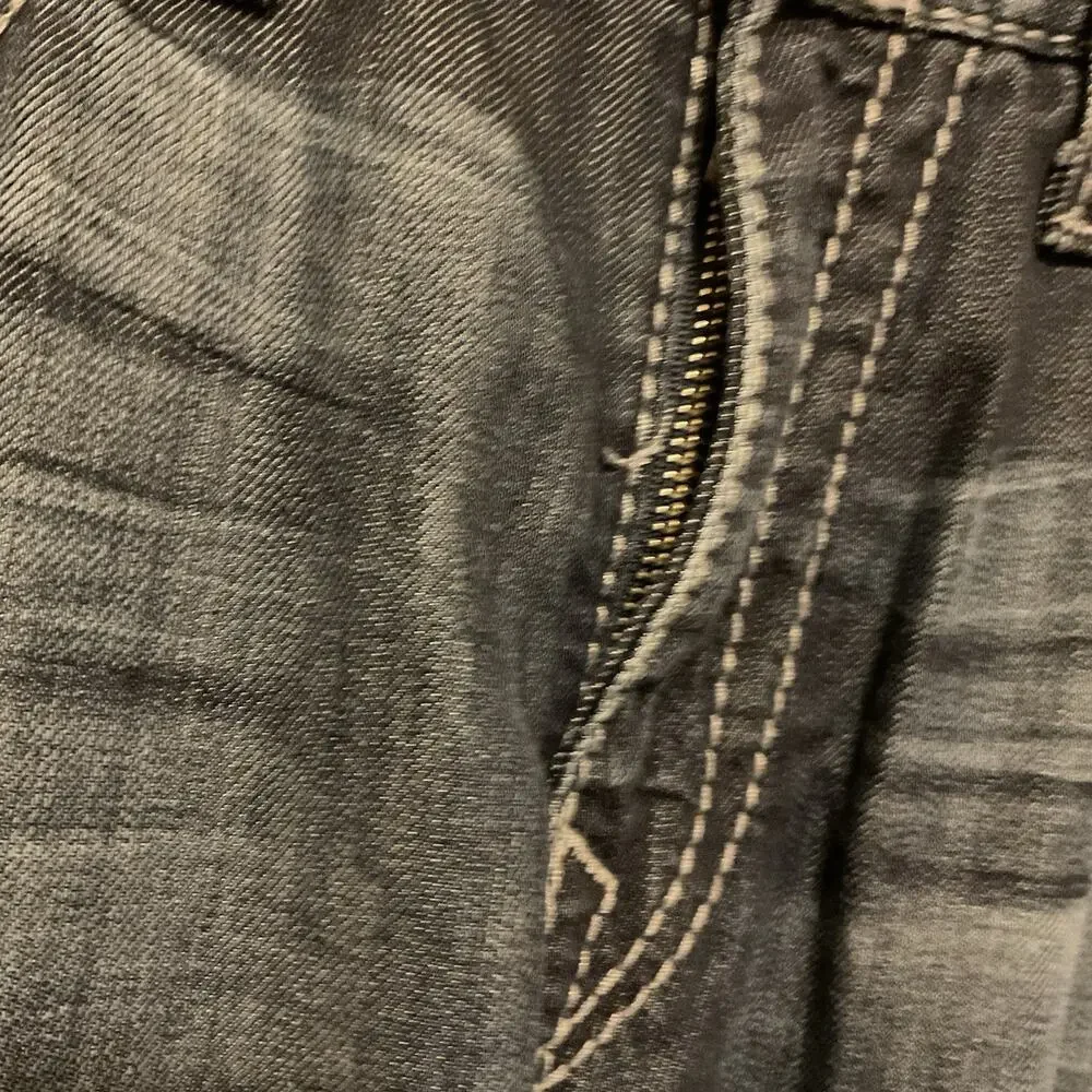 True Religion‎ Ricky Jeans Mens Seat 34 Big T Thick Stitch Blue
